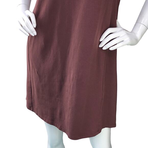 Eileen Fisher Womens Size S Stretch Jersey Knit Dress Round Neck Rust USA Made - Picture 3 of 15